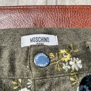 Moschino Womens Vintage Wool Pants with Flower Details - Size XS